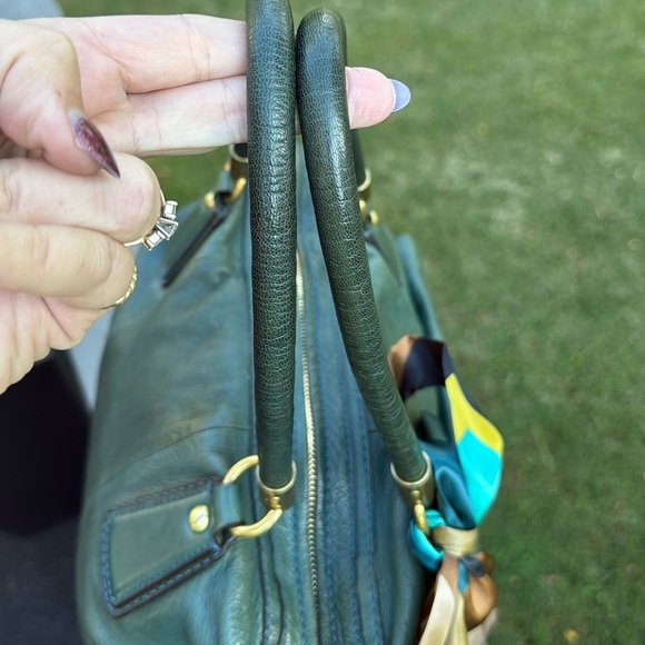 Coach Kristen (14223) Green Leather Hobo Satchel Shoulder Bag (w/twilly)(EUC) - Picture 4 of 17